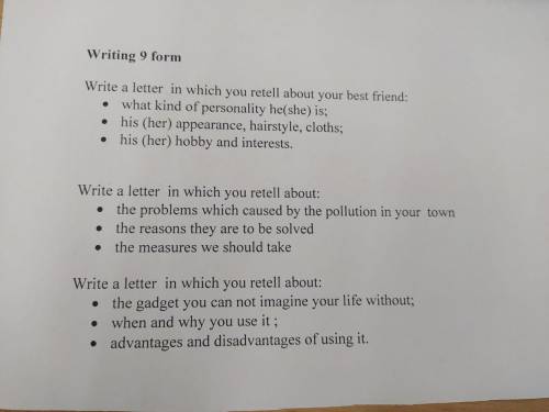 Написати лист на одну із трьох тем по плану на контрольний лист 9 клас