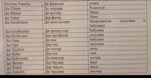 Подбери ко всем словам по теме Семья неопределённый артикль.