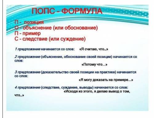 Задание . Используя ПОПС-формулу напишите в тетради текст на тему Моё любимое время года. ​