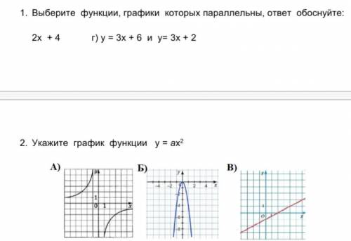 Выбери функции графики которых параллельны, ответ обоснуйте:​