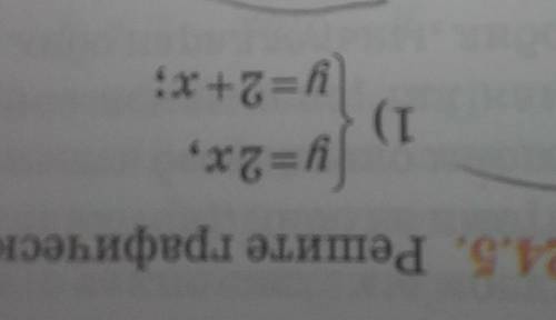 Решите графические систему уравнений {y=2x y=2+x​