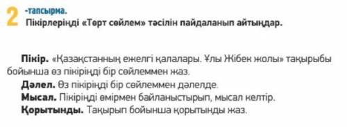 2 -тапсырма. Пікірлеріңді «Төрт сөйлем» тәсілін пайдаланып айтыңдар.