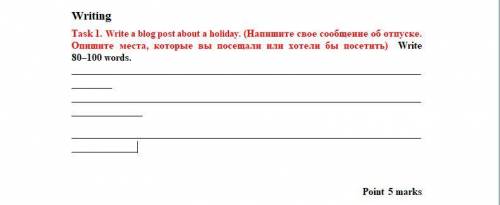 Write a blog post about a holiday. (Напишите свое сообщение об отпуске. Опишите места, которые вы по