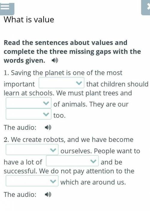 What is value Read the sentences about values and complete the three missing gaps with the words giv