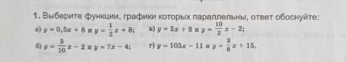 Выберите функции, графики которых параллельны, ответ обоснуйте:​