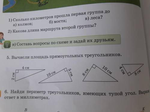 5.Вычисли площадь прямоугольных треугольников. 3 Класс