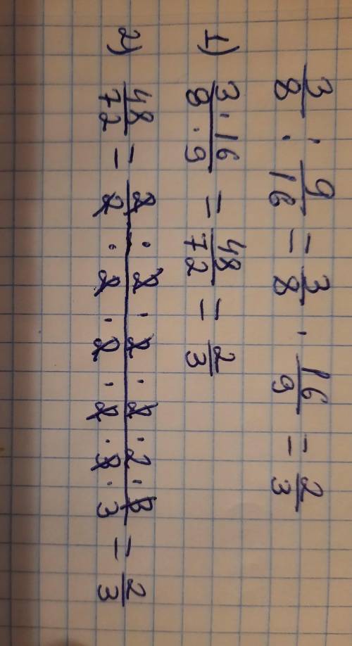 Замінити відношення дробових чисел на відношення натуральних чисел 3/8 : 9/16.