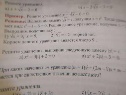 Решите уравнения, выполнив следующую замену |x|=t