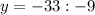 y = -33:-9