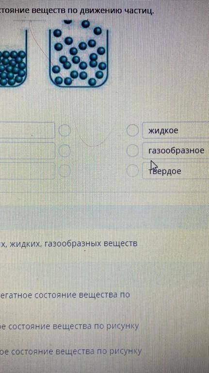 Определите агрегатное состояние веществ по передвижению частиц​