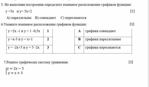 1)Укажите взаимное расположение графиков функции 2)решите графически систему уравнения 3)не выполняя