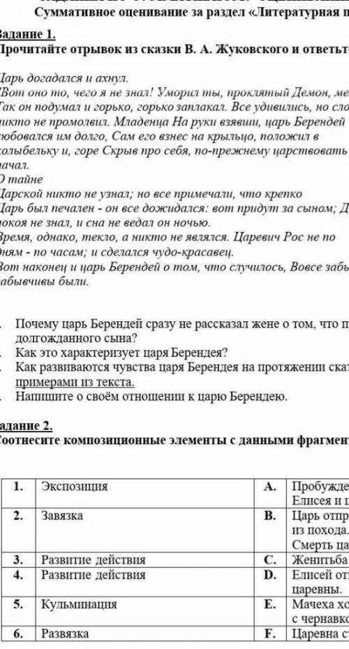 Прочитай отрывок из сказки В.А.Жуковского и ответь на вопросы​