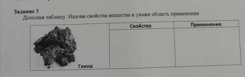 Дополни таблицу .Назови свойства вещества и укажи область применения​