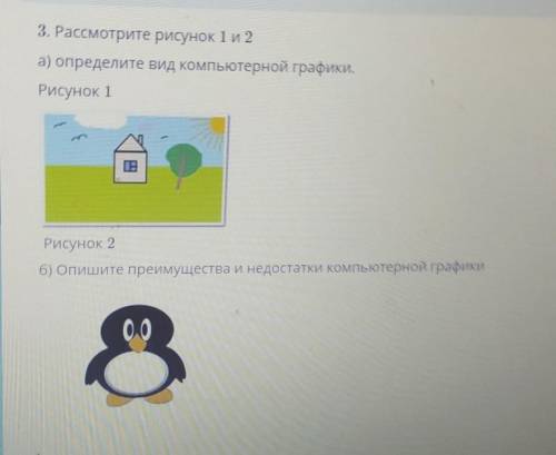 3. Рассмотрите рисунок 1 и 2 а) определите вид компьютерной графики.Рисунок 1Рисунок 2б) Опишите пре