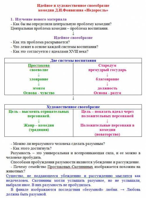 Творческая работа на тему «Порок и добродетель в комедии Д.И.Фонвизина «Недоросль».(Пояснить, что сч