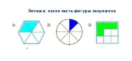 Запиши,какая часть фигуры закрашена