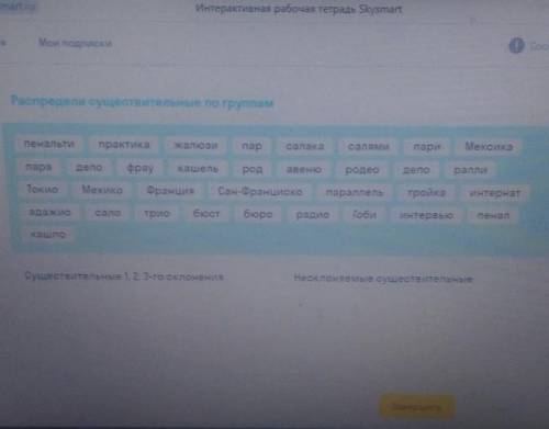 распредели существительные по группам существительные 1 2 3 склонения несклоняемые существительные