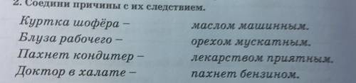 Соедини причины с их следствием​