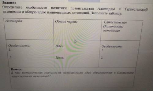 определите особенности политики правительства Алашорды и Туркестанской автономии и общую идею национ