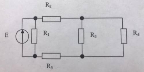 Цепь постоянного тока состоит из 5 резисторов, сопротивления которых соответственно равны: R1=40 Ом,