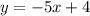 y = - 5x + 4