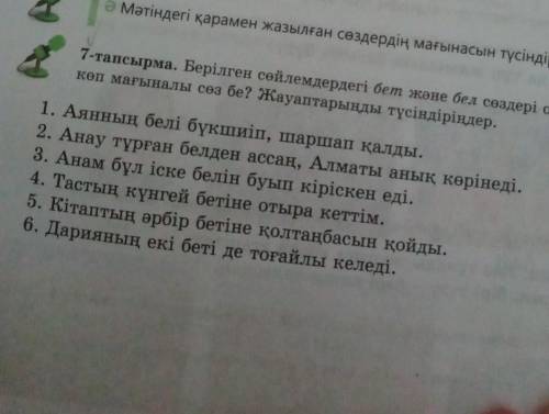 БерілегнБерілген сөйлемдердегі бет және бел сөздерді омоним ба әлде, көп мағыналы сөзбе ? 5 Класс По