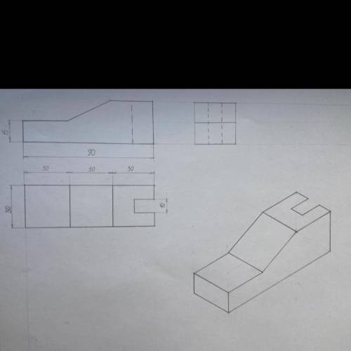 Изометрия и 3 вида. Проверить все ли правильно. Правильно ли расставлены размеры, Особенно 3-й вид