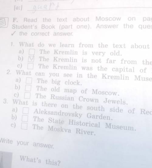 [a:] guard F. Read the text about Moscow on page 60 in the✓ the correct answer.Student's Book (part