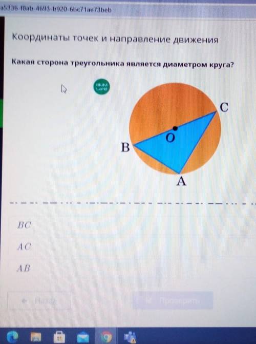 Какая сторона треугольника является диаметром Круга​