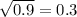 \sqrt{0.9 } = 0.3