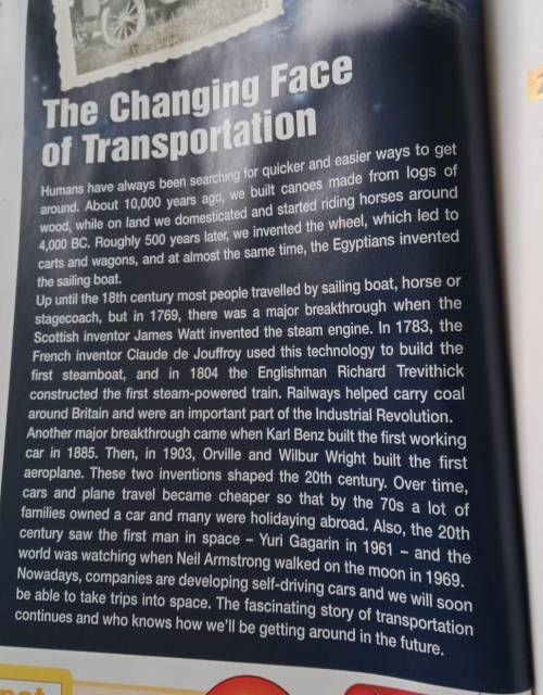 1 What important events in the history of transportationhappened in the years in thelist?. 1769 • 17