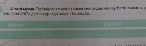 4-тапсырма. Түсіндірме сөздіктің көмегімен аңшы мен құсбегіні салыстырып, «Не істейді?» деген сұраққ