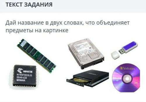 Дай название в двух словах Что объединяет предметы на картинке информатика​