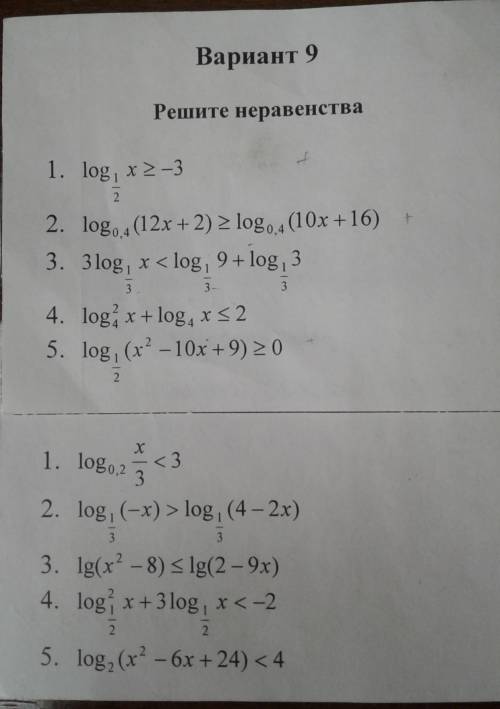 ЛОГАРИФМИЧЕСКИЕ НЕ РАВЕНСТВА