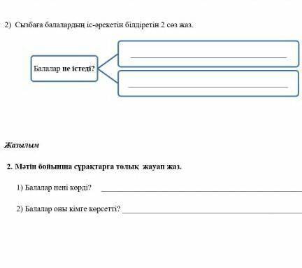 Текст; Асан мен Ербол далада ойнайды. Олар кішкентай балапан көрді. Бағаланады үйге әкелді .Әкесіне