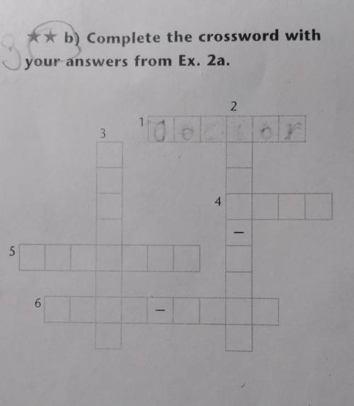 D 3b) Complete the crossword withyour answers from Ex. 2a.21341-561​