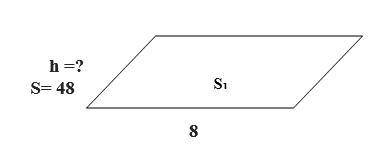 Чему равна высота параллелограмма, если основание равно 8 см, а площадь 48 см2? Решение полное