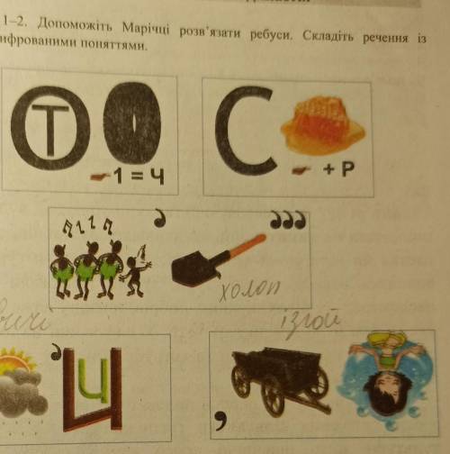 РОЗВ'ЯЖІТЬ РЕБУСИ. СКЛАДІТЬ РЕЧЕННЯ ІЗ РОЗШИФРОВАНИМИ ПОНЯТТЯМИ ​