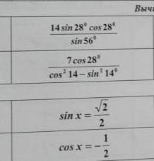 РЕБЯТА НУЖНА В первых двух вычислить по формуле двойных углов, третье и четвертое просто решить