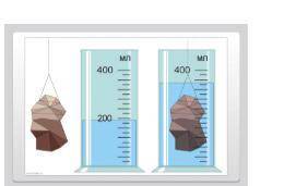 Задание 3 На рисунках показан камень , помещенный в мензурку с водой. Масса камня 210г. а)определите