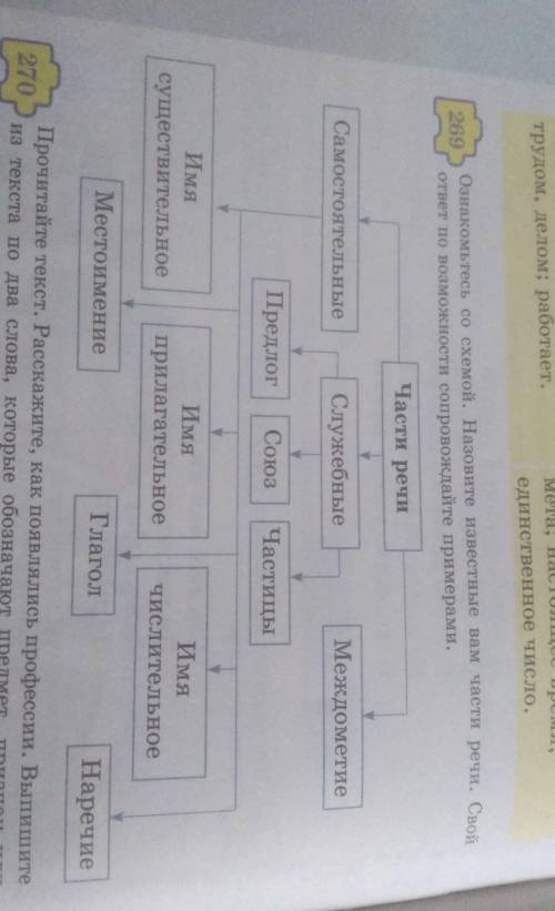 269. Ознакомьтесь со схемой. Назовите известные вам части речи. Свой ответ по возможности сопровожда