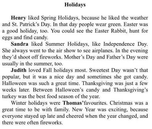 Task 2 WRITING Answer the questions and write 10 sentences about holiday.1. What holidays do you cel