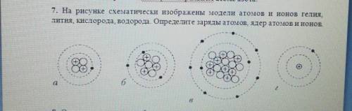 рисунке схематически изображены модели атомов и ионов гелия, литня, кислорода, водорода. Определите