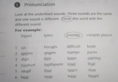 Pronunciation Look at the underlined sounds Three sounds are the sameand one sound is different Circ