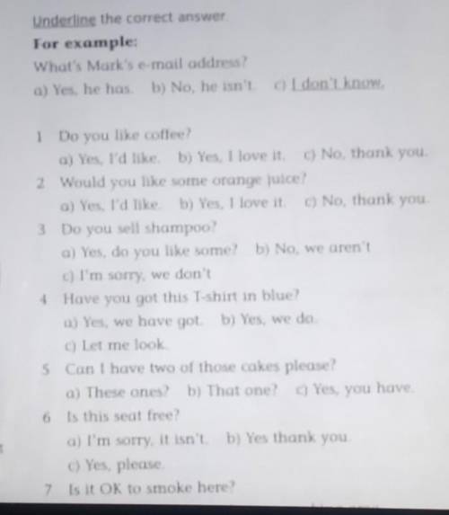 Web.whatsapp.com 1Real lifeUnderline the correct answerFor example:What's Mark's e-mail address?a) Y