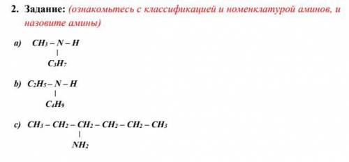 Задание: (ознакомьтесь с классификацией и номенклатурой аминов, и назовите амины).