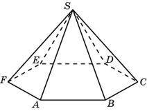 На рисунке изображена правильная шестиугольная пирамида SABCDEF. Длина бокового ребра равна 10 см, а