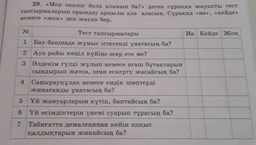 29. «Мен эколог бола аламын ба?» деген сұраққа жауапты тест тапсырмаларын орындау арқылы ала аласың.