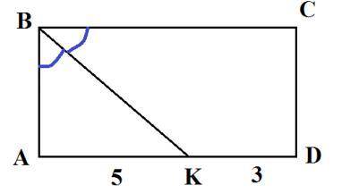 : Найдите площадь прямоугольника ABCD. ВК – биссектриса угла В. (сделать решение и дать ответ)
