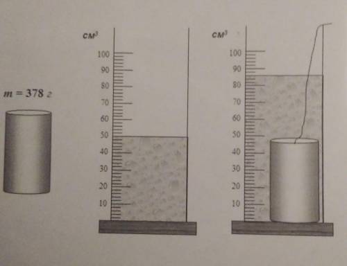 На рисунке показано тело, помещенное в мензурку с водой. Масса тела указана на рисунке. Опредете объ